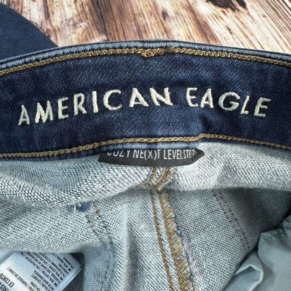 American Eagle HI RISE JEGGING Size 8 X Short Distressed Jeans Denim Pants 28x24 - Picture 12 of 14
